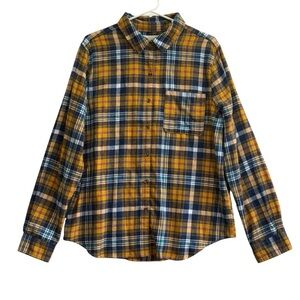 NWT Aeropostale Mustard and Blue Boyfriend Cut Flannel. Size XL